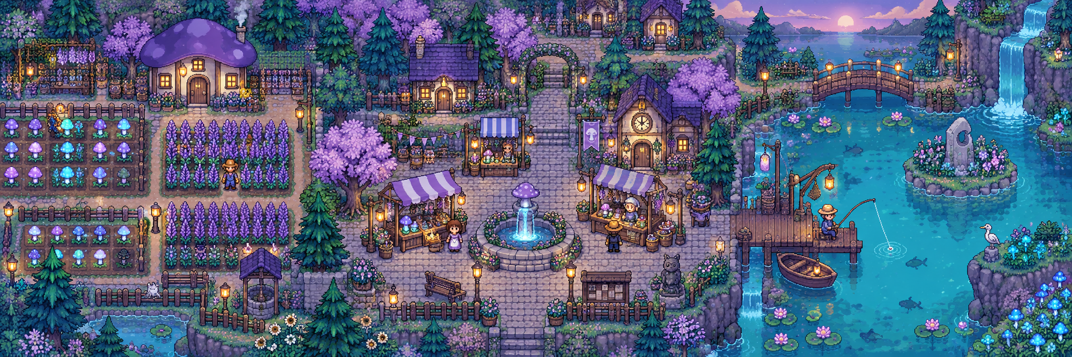 Mooncap Meadow farm pixel landscape
